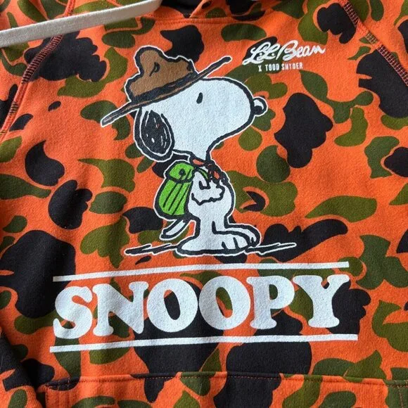 Todd Snyder x L.L. Bean S Snoopy Orange Camo Troop Leader Hoodie - Picture 3 of 11